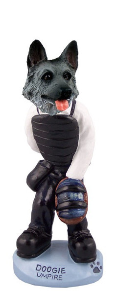 Black & Silver German Shepherd Umpire Doogie Collectible Dog Figurine