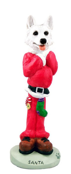 White German Shepherd Santa Doogie Collectible Dog Figurine