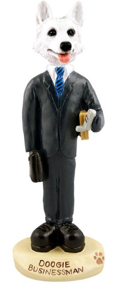 White German Shepherd Businessman Doogie Collectible Dog Figurine