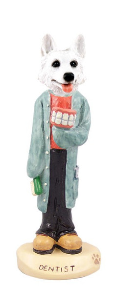 White German Shepherd Dentist Doogie Collectible Dog Figurine