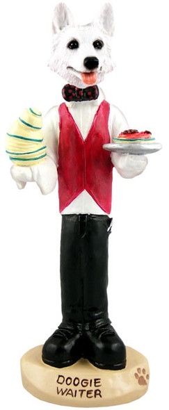 White German Shepherd Waiter Doogie Collectible Dog Figurine