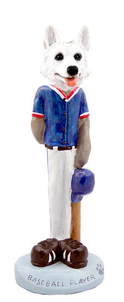 White German Shepherd Baseball Doogie Collectible Dog Figurine