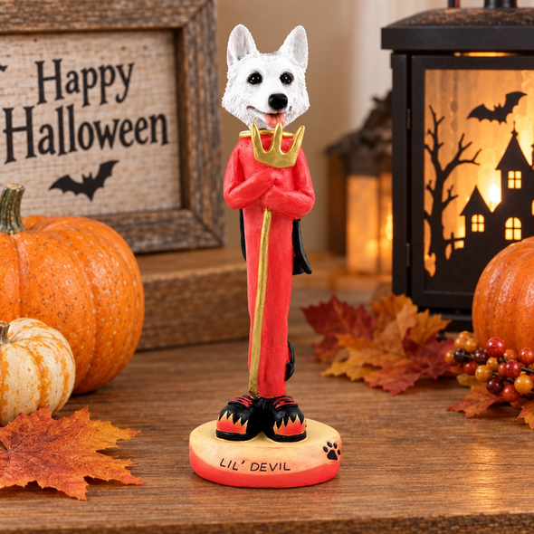 White German Shepherd Lil Devil Doogie Collectible Dog Figurine