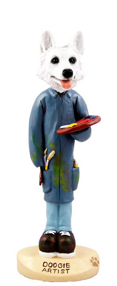 White German Shepherd Artist Doogie Collectible Dog Figurine