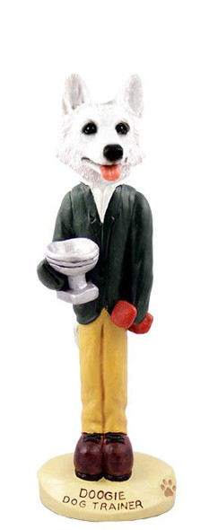 White German Shepherd Trainer Doogie Collectible Dog Figurine