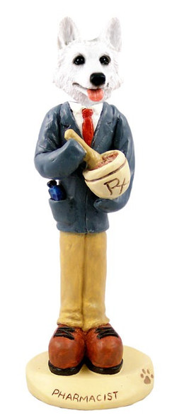 White German Shepherd Pharmacist Doogie Collectible Dog Figurine