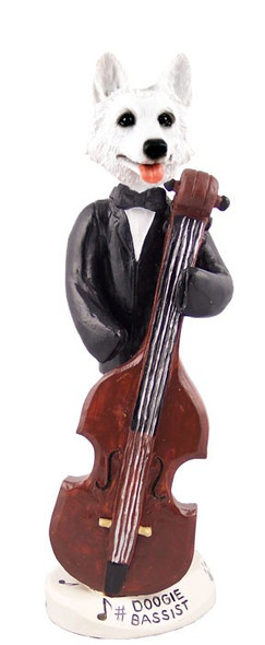 White German Shepherd Bassist Doogie Collectible Dog Figurine