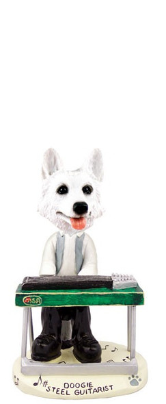 White German Shepherd Steel Guitarist Doogie Collectible Dog Figurine