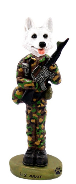 White German Shepherd U S Army Doogie Collectible Dog Figurine