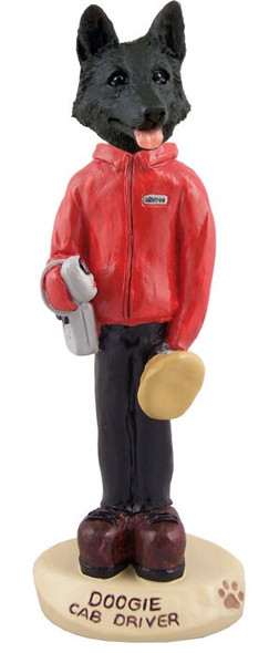 Black German Shepherd Cab Driver Doogie Collectible Dog Figurine