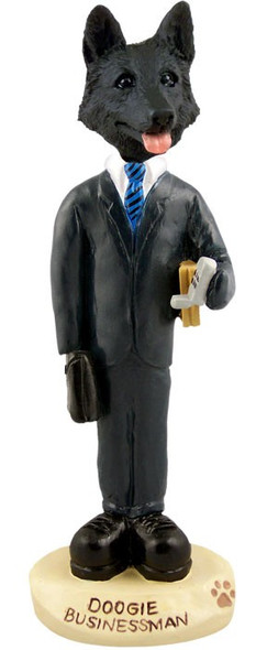 Black German Shepherd Businessman Doogie Collectible Dog Figurine