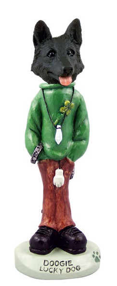 Black German Shepherd Lucky Doogie Collectible Dog Figurine