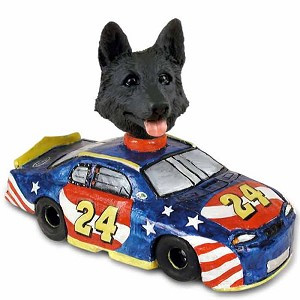 Black German Shepherd Race Car Doogie Collectible Dog Figurine