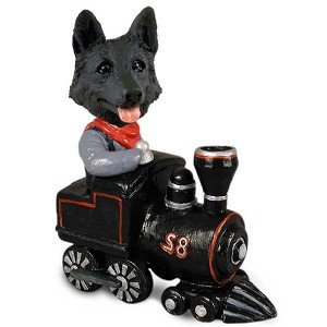 Black German Shepherd Train Doogie Collectible Dog Figurine