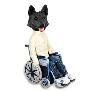 Black German Shepherd Wheelchair Doogie Collectible Dog Figurine