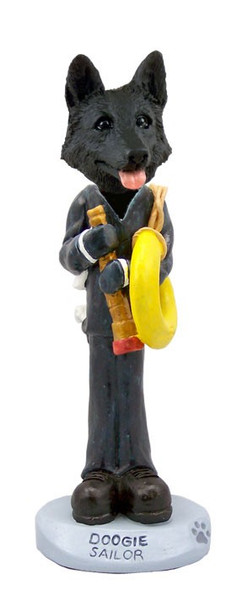 Black German Shepherd Sailor Doogie Collectible Dog Figurine
