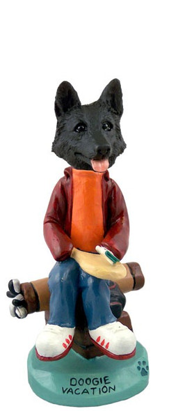 Black German Shepherd Vacation Doogie Collectible Dog Figurine