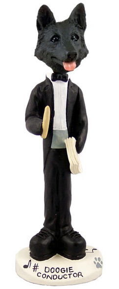 Black German Shepherd Conductor Doogie Collectible Dog Figurine