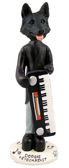 Black German Shepherd Keyboardist Doogie Collectible Dog Figurine