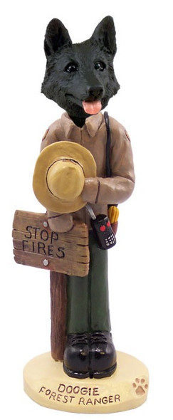Black German Shepherd Forest Ranger Doogie Collectible Dog Figurine