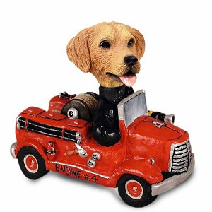 Golden Retriever Fire Engine Doogie Collectible Dog Figurine