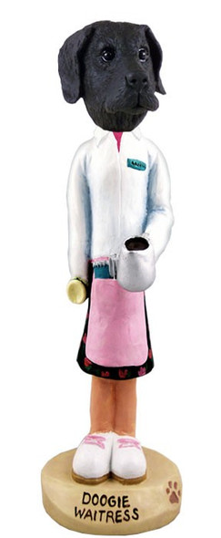Black Great Dane Uncropped Ears Waitress Doogie Collectible Dog Figurine