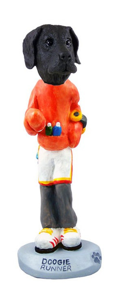 Black Great Dane Uncropped Ears Runner Doogie Collectible Dog Figurine