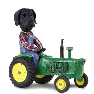 Black Great Dane Uncropped Ears Tractor Doogie Collectible Dog Figurine