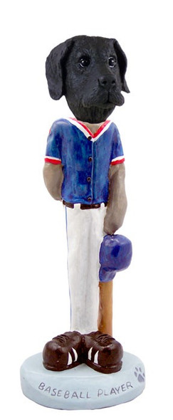 Black Great Dane Uncropped Ears Baseball Doogie Collectible Dog Figurine