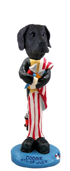 Black Great Dane Uncropped Ears 4th of July Doogie Collectible Dog Figurine