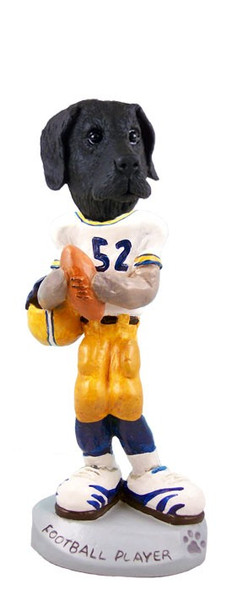 Black Great Dane Uncropped Ears Football Player Doogie Collectible Dog Figurine