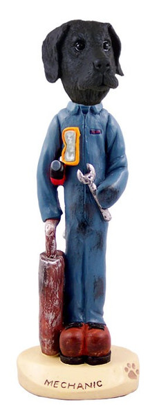 Black Great Dane Uncropped Ears Mechanic Doogie Collectible Dog Figurine