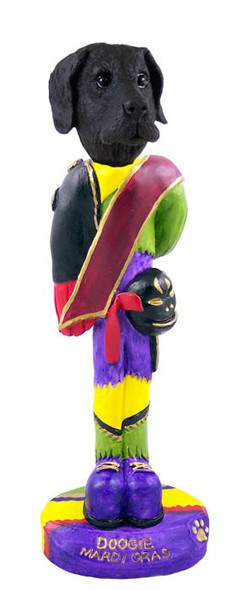 Black Great Dane Uncropped Ears Mardi Gras Doogie Collectible Dog Figurine