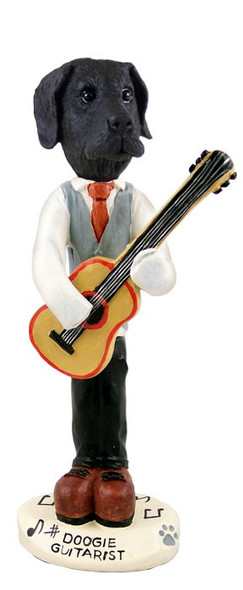 Black Great Dane Uncropped Ears Guitarist Doogie Collectible Dog Figurine