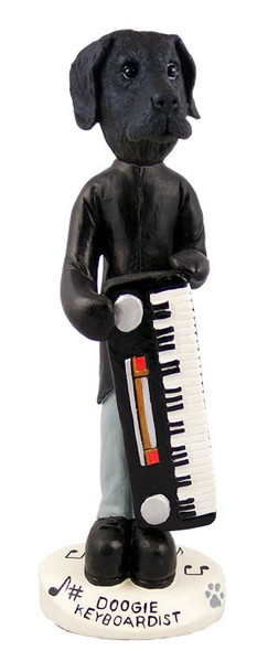 Black Great Dane Uncropped Ears Keyboardist Doogie Collectible Dog Figurine