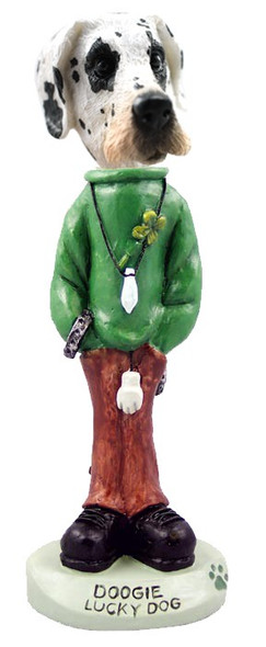 Great Dane (Harelquin Uncropped Ears) Lucky Doogie Collectible Dog Figurine