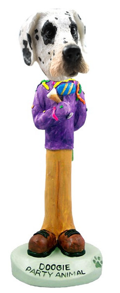 Great Dane (Harelquin Uncropped Ears) Party Animal Doogie Collectible Dog Figurine