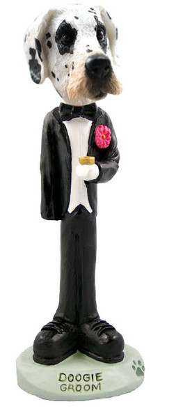 Great Dane (Harelquin Uncropped Ears) Groom Doogie Collectible Dog Figurine