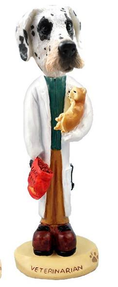 Great Dane (Harelquin Uncropped Ears) Veterinarian Doogie Collectible Dog Figurine