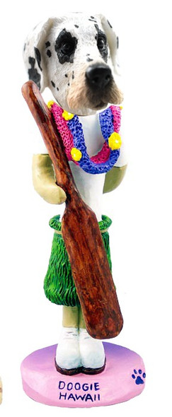 Great Dane (Harelquin Uncropped Ears) Hawaii Doogie Collectible Dog Figurine