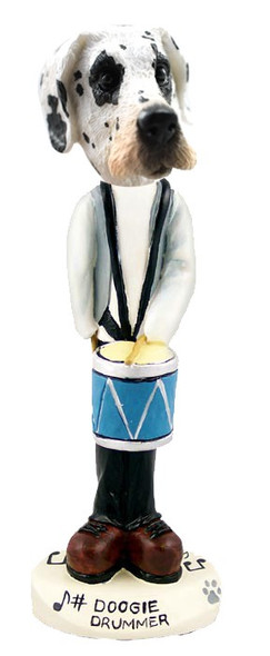 Great Dane (Harelquin Uncropped Ears) Drummer Doogie Collectible Dog Figurine