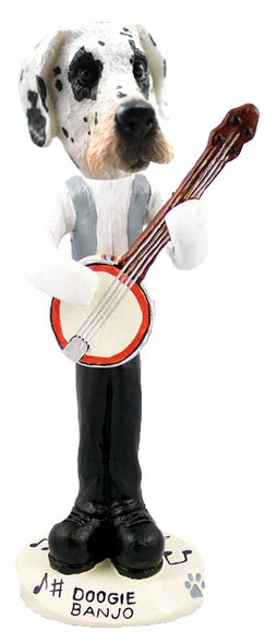 Great Dane (Harelquin Uncropped Ears) Banjo Doogie Collectible Dog Figurine