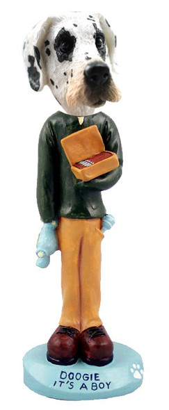 Great Dane (Harelquin Uncropped Ears) It's a Boy Doogie Collectible Dog Figurine