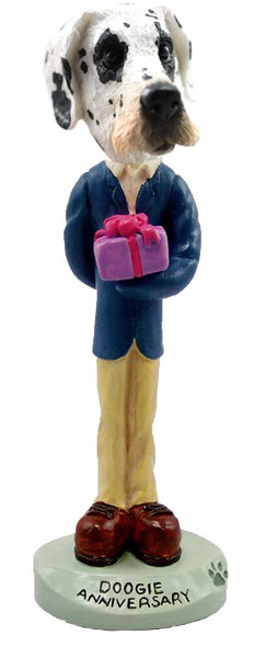 Great Dane (Harelquin Uncropped Ears) Anniversary Doogie Collectible Dog Figurine