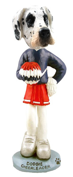 Great Dane (Harelquin Uncropped Ears) Cheerleader Doogie Collectible Dog Figurine