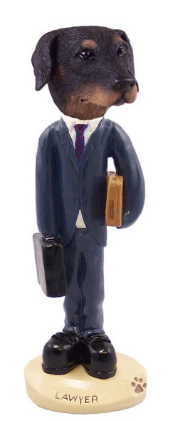 Black Doberman Pinscher Uncropped Ears Lawyer Doogie Collectible Dog Figurine