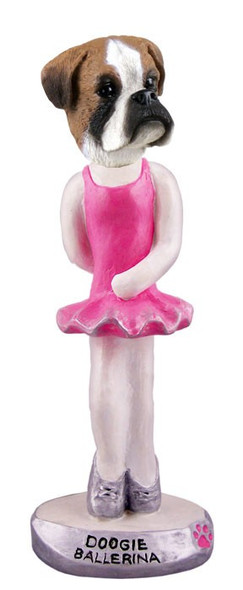 Boxer (Uncropped Ears) Ballerina Doogie Collectible Dog Figurine