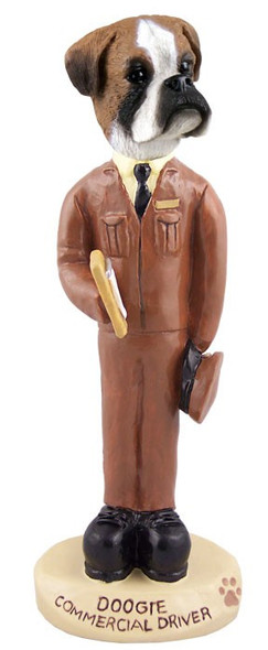 Boxer (Uncropped Ears) Commercial Driver Doogie Collectible Dog Figurine