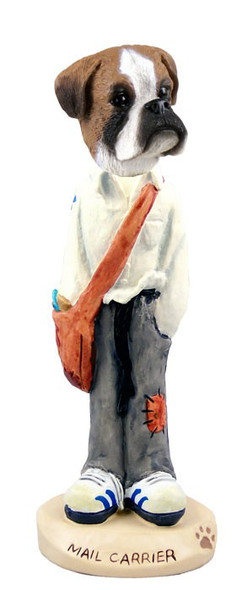 Boxer (Uncropped Ears) Mail Carrier Doogie Collectible Dog Figurine