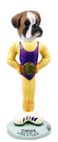 Boxer (Uncropped Ears) Wrestler Doogie Collectible Dog Figurine